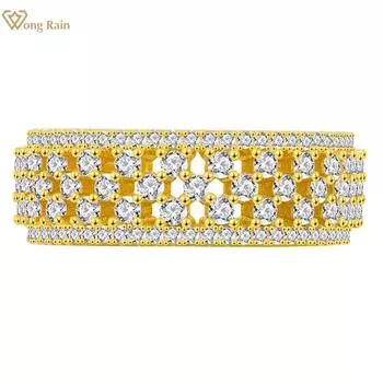 Wong Rain 18-каратное позолоченное кольцо из стерлингового серебра 925 пробы AAAAA с цирконами и драгоценными камнями, ювелирные изделия в стиле хип-хоп, кольцо для женщин