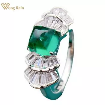 Wong Rain элегантное винтажное кольцо из стерлингового серебра 925 пробы 6*6 мм AAAAA с цирконами, драгоценный камень, свадебное обручальное кольцо, ювелирные изделия, подарки