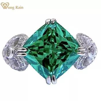 Wong Rain элегантное винтажное обручальное кольцо из 100% стерлингового серебра 925 пробы 10*10 мм AAAAA с цирконами и драгоценными камнями для женщин, ювелирные изделия