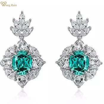 Wong Rain элегантные серьги-подвески из стерлингового серебра 925 пробы AAAAA с цирконами и драгоценными камнями для вечеринок для женщин, ювелирные изделия, подарки