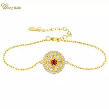 Wong Rain Bohemia, 100% стерлинговое серебро 925 пробы, AAAAA, цирконы, драгоценный камень, женский браслет, ювелирные изделия для свадьбы, вечеринки, подарки