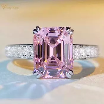 Wong Rain Classic 100% стерлинговое серебро 925 пробы изумрудной огранки AAAAA с цирконами, драгоценный камень, свадебное обручальное кольцо для женщин, ювелирные изделия