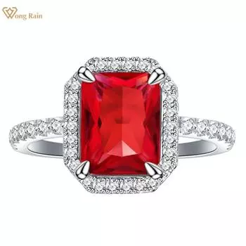 Wong Rain Classic 100% стерлинговое серебро 925 пробы 9*7 мм AAAAA цирконы с драгоценными камнями кольцо для женщин ювелирные изделия свадебное обручальное кольцо