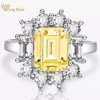Wong Rain Classic 100% стерлинговое серебро 925 пробы изумрудной огранки 3CT AAAAA цирконы с драгоценными камнями кольцо для женщин обручальные украшения Прямая доставка