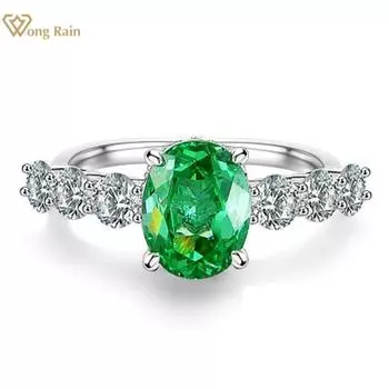 Wong Rain Classic 100% стерлинговое серебро 925 пробы 3CT овальной огранки AAAAA цирконы с драгоценными камнями кольцо свадебное обручальное кольцо ювелирные изделия