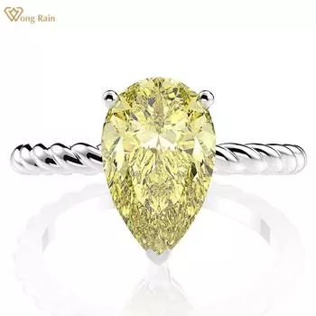 Wong Rain Classic 100% стерлинговое серебро 925 пробы 8*12 мм грушевидная огранка AAAAA цирконы драгоценный камень свадебное обручальное кольцо ювелирные изделия