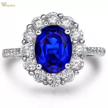 Wong Rain Classic, 100% стерлинговое серебро 925 пробы, овальная огранка, 7*9 мм, цирконы, драгоценный камень, свадебное обручальное кольцо, ювелирное кольцо, размер 5-9