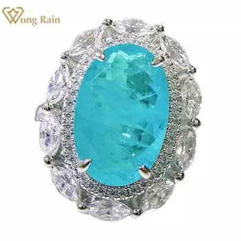 Wong Rain Classic 100% стерлинговое серебро 925 пробы 10*15 мм овальной огранки AAAAA цирконы драгоценный камень свадебное обручальное кольцо для женщин ювелирные украшения