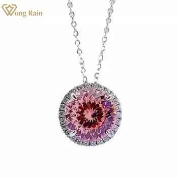 Wong Rain Classic 100% стерлинговое серебро 925 пробы 5 CT AAAAA цирконы с драгоценными камнями кулон ожерелье для женщин ювелирные изделия подарки на день рождения