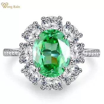Wong Rain Classic 100% стерлингового серебра 925 пробы 3CT овальной огранки AAAAA цирконы драгоценный камень свадебное обручальное женское кольцо ювелирные изделия подарок
