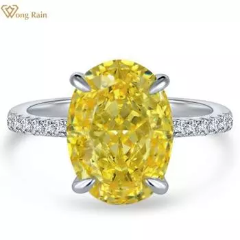 Wong Rain Classic из стерлингового серебра 925 пробы с дробленым льдом, овальный 9CT AAAAA, цирконы, драгоценный камень, обручальное кольцо для женщин, свадебные ювелирные украшения