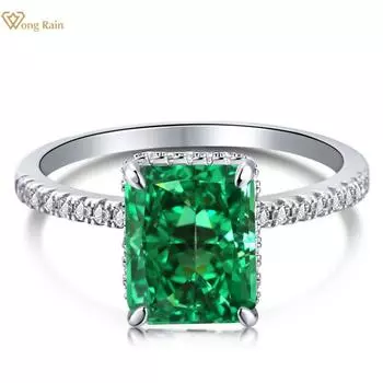 Wong Rain Classic Solid из стерлингового серебра 925 пробы с дробленым льдом 8*10 мм AAAAA цирконы с драгоценными камнями кольцо подарок обручальное ювелирное украшение для женщин