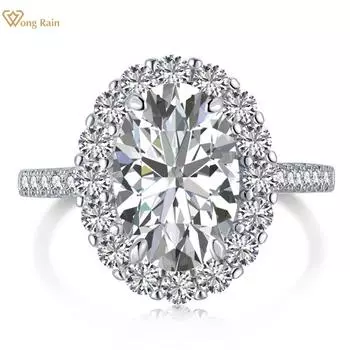 Wong Rain Classic Solid из стерлингового серебра 925 пробы овальной огранки 8*12 мм AAAAA с цирконами и драгоценными камнями, свадебное обручальное ювелирное украшение для женщин