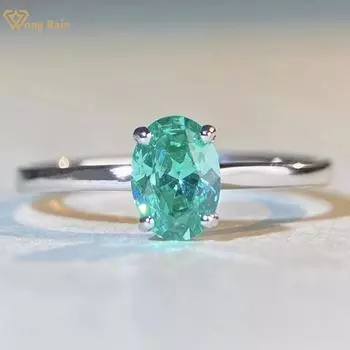 Wong Rain Classic Solid из стерлингового серебра 925 пробы овальной огранки 1CT AAAAA цирконы драгоценный камень свадебное обручальное ювелирное кольцо для женщин