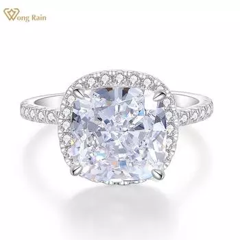 Wong Rain Classic Solid из стерлингового серебра 925 пробы с дробленым льдом 5 CT AAAAA цирконы драгоценный камень свадебное обручальное ювелирное кольцо для женщин