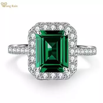Wong Rain Classic Стерлинговое Серебро 925 Изумрудной Огранки 3 CT AAAAA Циркон Драгоценный Камень Свадебная Вечеринка Ювелирное Кольцо Для Женщин Размер Кольца 5-9