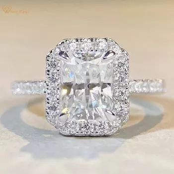 Wong Rain Classic Стерлинговое Серебро 925 пробы 2CT Сияющая/Изумрудная Огранка D Цвет Муассанит Бриллианты Драгоценный Камень Обручальное Женское Кольцо Ювелирные Изделия Подарок На Годовщину