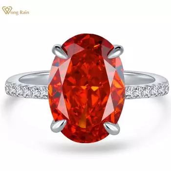 Wong Rain Classic Стерлинговое Серебро 925 пробы овальной огранки 9*13 мм AAAAA цирконы драгоценный камень свадебное обручальное кольцо ювелирные изделия подарки