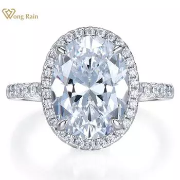 Wong Rain Classic Стерлинговое Серебро 925 пробы 9*12 мм овальной огранки AAAAA цирконы драгоценный камень свадебное обручальное ювелирное кольцо для женщин подарок на годовщину
