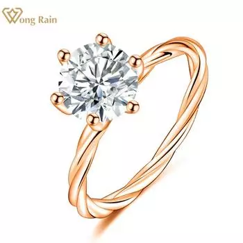 Wong Rain Fashion, 100% стерлинговое серебро 925 пробы, круглая огранка, AAAAA, цирконы, драгоценный камень, свадебные, обручальные, простые женские кольца, изящные ювелирные изделия