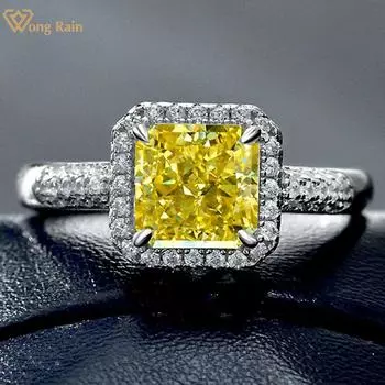 Wong Rain из стерлингового серебра 925 пробы с ледяной огранкой AAAAA, цирконы, драгоценный камень, свадебное, помолвочное, открытое регулируемое кольцо, ювелирные изделия