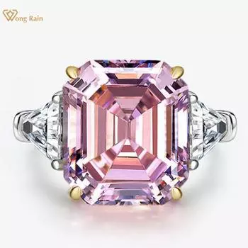 Wong Rain из стерлингового серебра 925 пробы с цирконами для свадьбы и помолвки, драгоценный камень, кольцо с камнем, ювелирные изделия, оптовая продажа