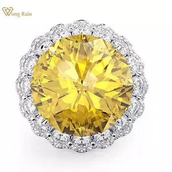 Wong Rain из стерлингового серебра 925 пробы с цирконами круглой огранки, драгоценные камни, обручальные кольца, ювелирные украшения