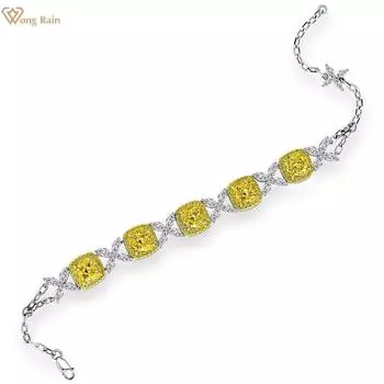 Wong Rain из стерлингового серебра 925 пробы с дробленым льдом AAAAA, цирконы, драгоценный камень, роскошный браслет для женщин, ювелирные украшения