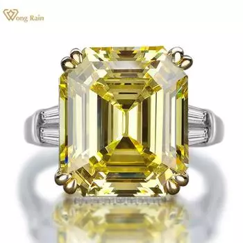 Wong Rain из стерлингового серебра 925 пробы с большим цирконом и драгоценным камнем, обручальные кольца, ювелирные изделия оптом