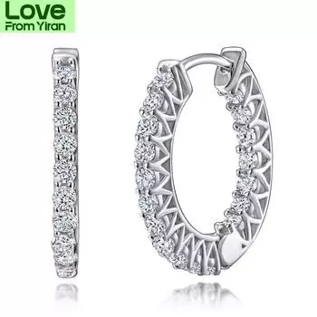 Wong Rain из стерлингового серебра 925 пробы, муассанит, драгоценный камень, свадебная вечеринка, модные серьги-кольца для женщин, ювелирные изделия, оптовая продажа розового золота