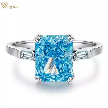 Wong Rain Элегантное роскошное свадебное обручальное кольцо из 100% стерлингового серебра 925 пробы с дробленым льдом 4 карата AAAAA с цирконами и драгоценными камнями для женщин