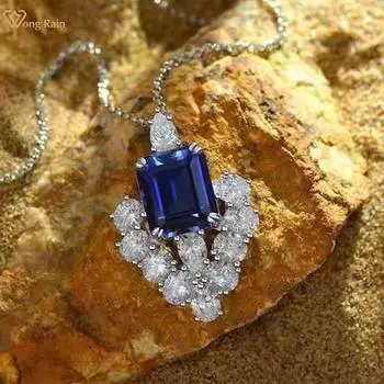 Wong Rain Элегантное винтажное ожерелье из стерлингового серебра 925 пробы с изумрудной огранкой AAAAA с цирконами и драгоценными камнями на годовщину, ожерелье для женщин, изящные ювелирные изделия