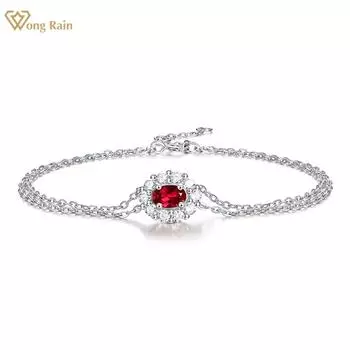 Wong Rain Классический браслет из 100% стерлингового серебра 925 пробы овальной огранки 0,5 карата AAAAA с цирконами и драгоценными камнями для женщин, ювелирные изделия, подарки