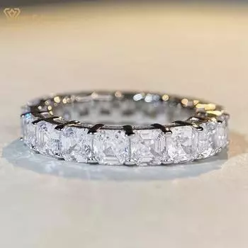 Wong Rain Классический Твердый Стерлингового Серебра 925 Пробы Ашер Огранки AAAAA Циркон Драгоценный Камень Свадьба Помолвка Ювелирные Изделия Унисекс Базовое Кольцо Обручальное Кольцо