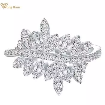 Wong Rain Личность 100% стерлингового серебра 925 пробы AAAAA цирконы драгоценный камень свадебная вечеринка ювелирные изделия кольцо для женщин