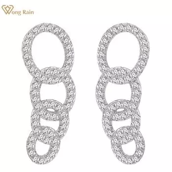 Wong Rain Личность 100% стерлингового серебра 925 пробы AAAAA цирконы драгоценный камень модные женские серьги-шпильки ювелирные изделия