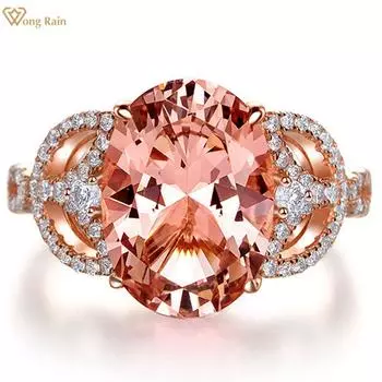 Wong Rain Luxury100% Стерлинговое Серебро 925 пробы овальной огранки 10 CT Циркон AAAAA Драгоценный камень Свадебные обручальные кольца Ювелирные изделия Размер кольца 5-9