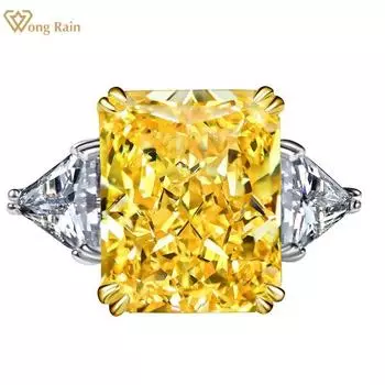 Wong Rain Luxury 100% 925 стерлингового серебра лед дробленая огранка 13 * 16 мм AAAAA цирконы драгоценный камень обручальные обручальные кольца тонкие ювелирные изделия подарок