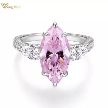Wong Rain Luxury Solid 925 стерлингового серебра Маркиза Cut 7 CT AAAAA Цирконы Драгоценный камень Свадьба Помолвка Тонкие ювелирные изделия Коктейль Кольцо для женщин