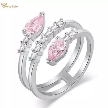 Wong Rain модное твердое серебро 925 пробы грушевидной огранки 4*6 мм AAAAA цирконы с драгоценными камнями кольцо свадебная вечеринка изящные ювелирные изделия для женщин