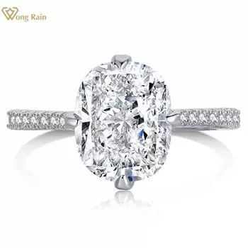 Wong Rain простое твердое кольцо из стерлингового серебра 925 пробы овальной формы 10*8 мм AAAAA с цирконами, драгоценный камень, обручальное ювелирное кольцо для женщин