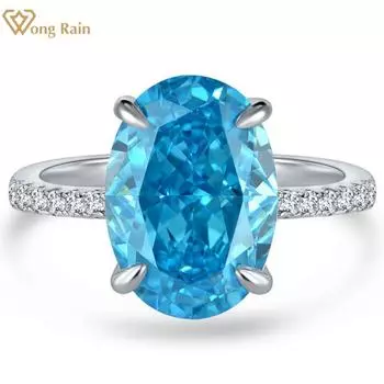 Wong Rain Романтическое 100% 925 стерлингового серебра AAAAA Цирконы Драгоценный камень Свадьба Помолвка Классическое кольцо для женщин Изысканные ювелирные изделия