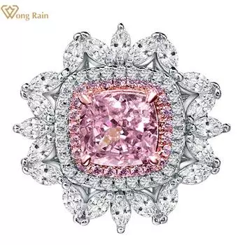 Wong Rain Романтическое 100% Стерлинговое Серебро 925 пробы 3CT Подушечка Для Иголок AAAAA Цирконы Драгоценный Камень Свадебное Обручальное Кольцо Изысканные Ювелирные Изделия