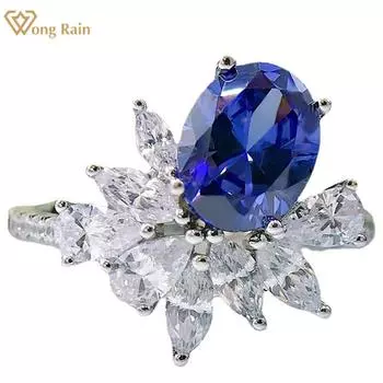 Wong Rain романтическое кольцо из стерлингового серебра 925 пробы с ледяным цветком AAAAA, цирконы, драгоценный камень, свадебное кольцо для женщин, ювелирные изделия, подарок на день рождения