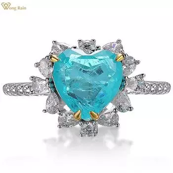 Wong Rain романтическое стерлинговое серебро 925 пробы в форме сердца 9*9 мм AAAAA цирконы с драгоценными камнями обручальное кольцо для женщин ювелирные изделия