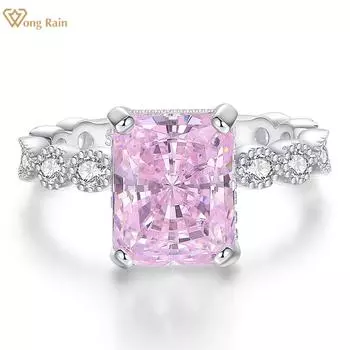 Wong Rain Романтическое твердое серебро 925 пробы сияющей огранки 4 CT AAAAA Циркон Драгоценный камень Свадебное обручальное ювелирное изделие Коктейльное женское кольцо