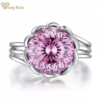 Wong Rain Роскошь 925 стерлингового серебра Цветок 7.5 CT AAAAA Цирконы Драгоценный камень Свадебная вечеринка Романтические женщины Кольцо Тонкие ювелирные изделия