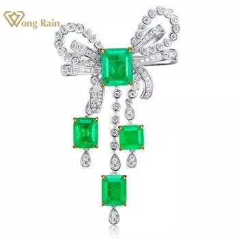 Wong Rain Роскошная брошь с бантом из стерлингового серебра 925 пробы 10*12 мм AAAAA с цирконами и драгоценными камнями, броши, ювелирные изделия для женщин, рождественские подарки