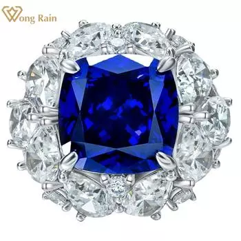 Wong Rain Роскошное 100% стерлинговое серебро 925 пробы 13CT AAAAA цирконы драгоценный камень свадебное обручальное кольцо для женщин ювелирные изделия подарки