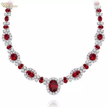 Wong Rain Роскошное 100% стерлинговое серебро 925 пробы овальной огранки AAAAA цирконы драгоценный камень юбилейное вечернее ожерелье для женщин ювелирные изделия длина цепочки 38 см